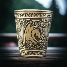 Dungeons and Dragons Themed Metal Shot Glasses (Antique Gold)