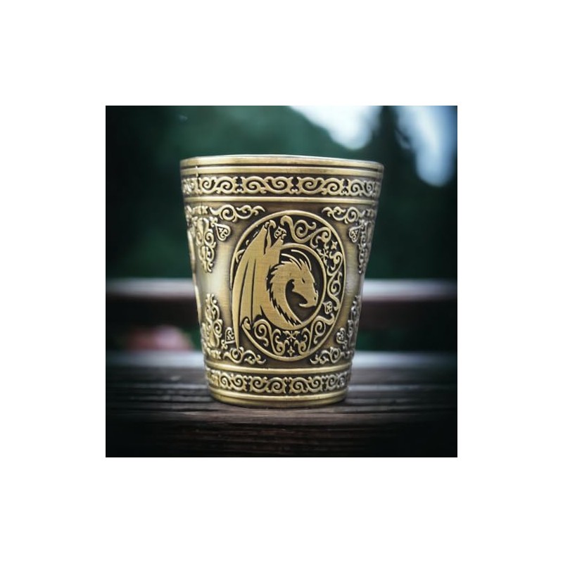 Dungeons and Dragons Themed Metal Shot Glasses (Antique Gold)