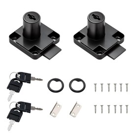 GZGXKJ 2 Pack Cupboard Office Drawer Cam Lock Filing Cabinet Lock with 2 Keys Square Base Screw Fixed Furniture Security Lock for Furniture Door Household Mailbox Glass Showcase (Master Key Lock)