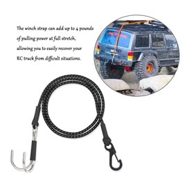 RXZIXYL 1/10 RC Crawler Kinetic Winch Strap,50cm Escape Rope,Rescue Trailer Hook for 1/8 1/10 LCG Chassis Axial SCX10 I II Capra RR10 TRX4 (Black), (B88189)
