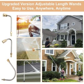 Pressure Washer Extension Wand, Power Washer Lance Set with Spray Nozzle Tips and 30° 90° U Shape Curved Rod, 1/4’’Quick Connect 4000 PSI