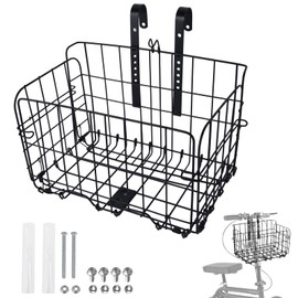 Knee Scooter Basket Accessory, Removable Wire Basket, Fits Most Knee Scooter Models, Easy Installation, Foldable Design, Black Metal Handlebar Mount