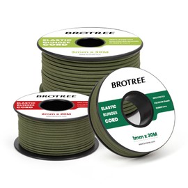 Brotree Elastic Cord Bungee Cord 1mm x 10m Elastic Rope String Thread Heavy Stretch for DIY, Crafts, Sewing, Beading, Jewellery, Necklace, Bracelet, Tent Poles and Backpack - Army Green