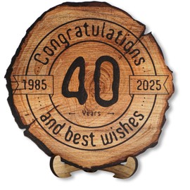 DARO Design - Wooden Disc - 40 Years - Size 20 cm - Gift for Anniversary, 40th Birthday, Anniversary - Congratulations