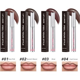 Tinte labial despegable con efecto delineador, brillo labial mate resistente al agua de larga duración para usar todo el día, juego de colores labiales marrón coral (Cacao frío)