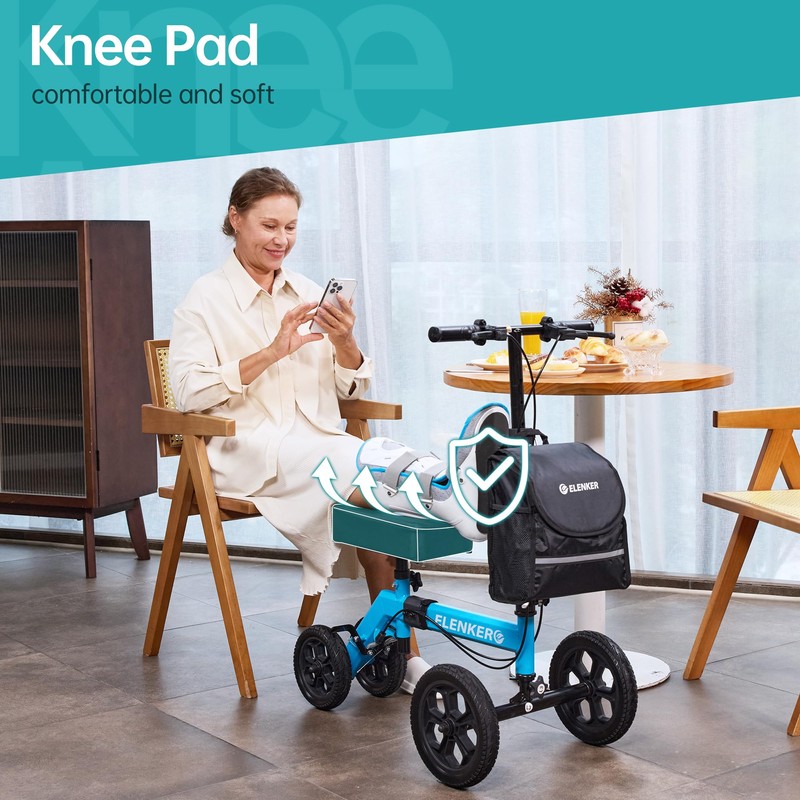 ELENKER Mobility All-Terrain Knee Scooter, Medical Scooter Double Handbrake for