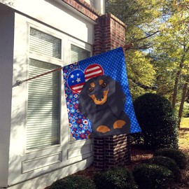 Caroline's Treasures WDK5188CHF USA American Canvas House Size Patriotic Flag, Dachshund - Longhair Black and Tan