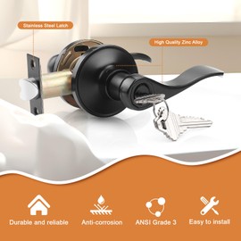 Probrico (10 Pack Entrance Lever Door Handle Oil Rubbed Bronze, Entry Levers Combo Pack, Keyed Alike Door Locks Lockset Contemporary Style, Contractor Pack