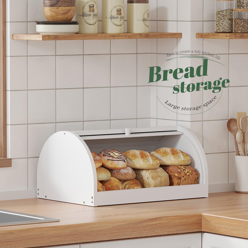 STDDRE Corner Bread Box for Kitchen Countertop Roll Top Bread