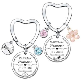 YZLPLP Gift Godmother Christening Godfather Godmother Announcement Godmother Gifts Keyring, Key Ring as Christening Gift for Godmother Request, Godmother, 2, L