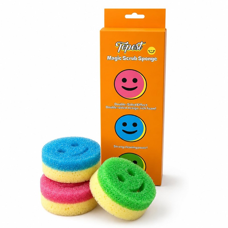 Topest Magic Scrub Sponge (3 Pack) | for Dish Washing