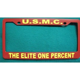 All American License Plate Frame-U.S.M.C./THE ELITE ONE PERCENT-Polished ABS- #3377YR