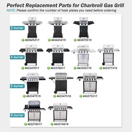 Criditpid Grill Replacement Parts for Charbroil Performance 4 Burner 463342119, 463347017, 463335517, 463377319, 463376017, 463332718, 18" Grill Grates, Heat Plate, Burners for Char-broil Grill Parts.