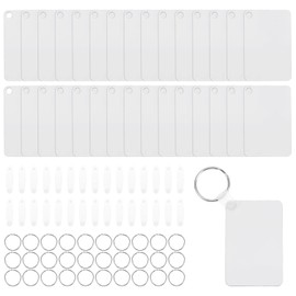 sourcing map 90pcs Sublimation Keychain Blanks Rectangle Shape 2.36" x 1.57" Double-Sided Printed Sublimation Blanks Bulk with Keychain Rings, Hanging Clip for DIY Gift Crafting