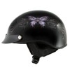 Hot Leathers HLT70 Purple Butterfly Glossy Black DOT Motorcycle Half