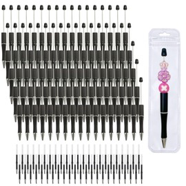210 Pieces DIY Beadable Pen Bulk Kit – 70PCS Ballpoint Pen with Refills & Bags – Perfect for Beads Pens Supplies, Beaded Pens for DIY Crafting – Office Supplies & Teacher Accessories (Black)