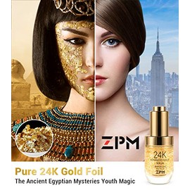 24K Gold Anti Ageing Face Serum Moisturiser Enriched with Vitamin C Serum, Hyaluronic Acid, Vitamin E Cream for Day and Night Wrinkle Reduction, Facial Brightening and Re-activate Skin Youth (30ml)