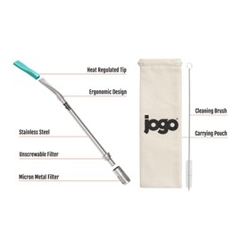 JoGo - Portable Coffee and Tea Brewing Straw - Reusable Coffee Maker Made of Stainless Steel with Single Serve Strainer - Filter Function for Hot and Cold Brew - Ideal for Coffee and Loose Leaf Teas