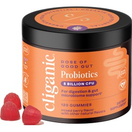 Cliganic Probiotics Gummies for Men & Women (5 Billion CFU, 120-Day Supply) - Berry Flavor, Vegan, Non-GMO, Kosher, Gluten-Free, Promotes Digestive Health, Balances Gut Microbiome