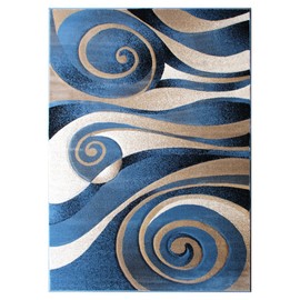 Modern Area Rug Design Sculpture 258 Blue (5 Feet 2 Inch X 7 Feet 1 Inch)