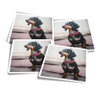 Vinyl Square Stickers (Set of 4) 10cm - Dachshund Dog
