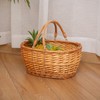 Wicker Picnic Basket With Handle, Kingwillow, (Large orange red)
