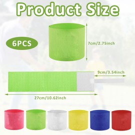 WQNNQW 6 Stück Kapitänsarmband Fußball Sport, Armband Multicolor Elastic,Verstellbare Fußball Armbinde, Fußball Elastic Spielführerbinde,Multicolor C Armbinden,Für Junior Herren Mädchen
