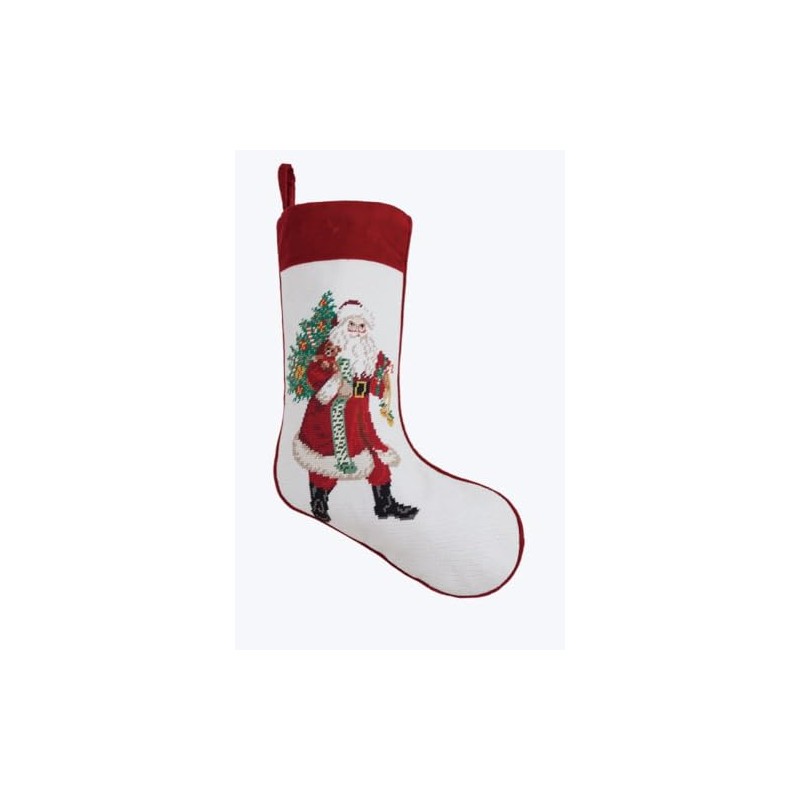 Peking Handicraft Embroidered Needlepoint Stockings Jingle Claus, 18-inch Height, Home,