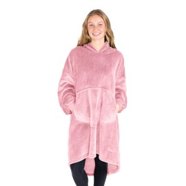 Bare Home B-Snug Wearable Blanket - Soft and Plush - Warm and Cozy - Adult & Kid Sizes (Adult, Light Pink)