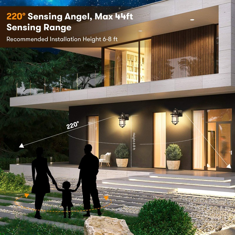 Motion Sensor Outdoor Wall Lantern Dusk to Dawn Waterproof Exterior