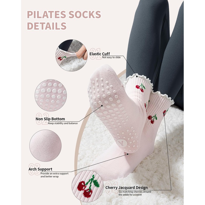Cute Pilates Grip Socks (CA/US, Alpha, One Size, Regular, Regular,