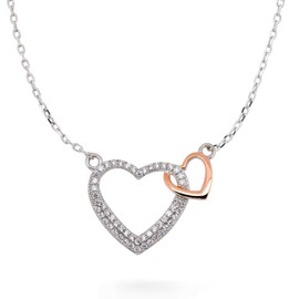 Gift from New York 925 Silver Heart Necklace, Created Diamond