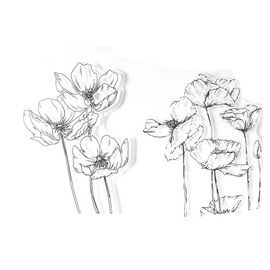 arrietty craft Beautiful Blooming Poppies Artistic Sketch Flowers Clear Stamps for Card Making, Decoration and Crafts