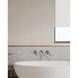 WOWOW Wall Mount Tub Filler: Brushed Nickel Tub Faucet High Flow Two Handles Solid Brass, Long Spout Reach,Tub Faucet Bathroom Bathtub Faucets with 2 Handles with Brass Rough in Valve Included