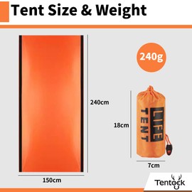 Tentock Rescue Blanket Bivouac Tent Escape Backpack Survival Kit Equipment Power Failure Emergency Hiking Accessories Sleeping Bag Outdoor Foldable Portable Warm Waterproof Camping Expedition