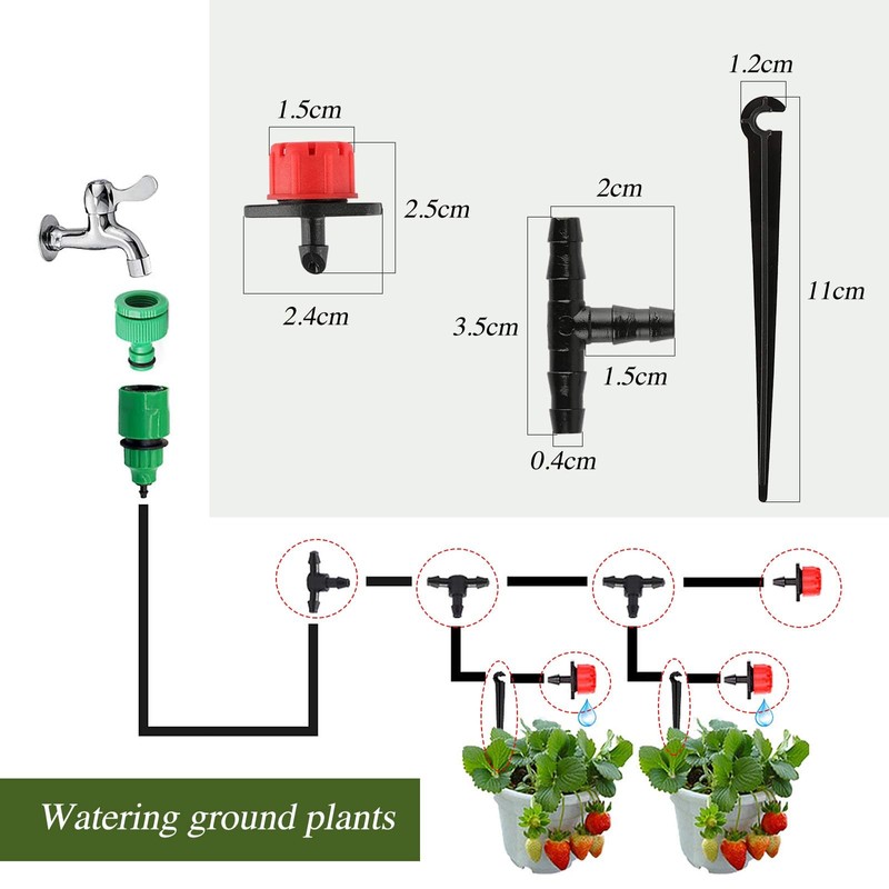 BOFUNX 300Pcs Automatic Drip Irrigation Kit Garden Watering System Adjustable