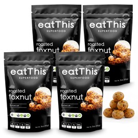 EatThis Superfood Roasted Foxnuts (Makhana), BBQ | Healthy Snack | Pack of 4-12 oz Total | Vegan, Gluten-Free, High Protein, Non-GMO, Guilt free
