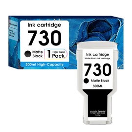 730 Ink Cartridges 300ML Matte Black High Yield Compatible for HP Ink 730 hp 730xl Ink Work with DesignJet T1600 T1700 T2600 (1-Pack Matte Black for P2V71A)