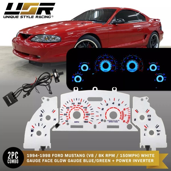 Unique Style Racing (USR) BLUE Reverse Glow Gauge Black Overlay