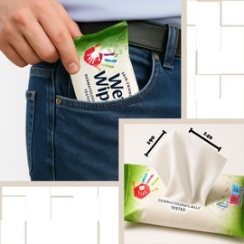 Compact Pocket-Sized Wet Wipes for Skin and Hands, 210 Wipes (14 Pack) – Practical for Bag, Ideal for Travel,School, Office Use