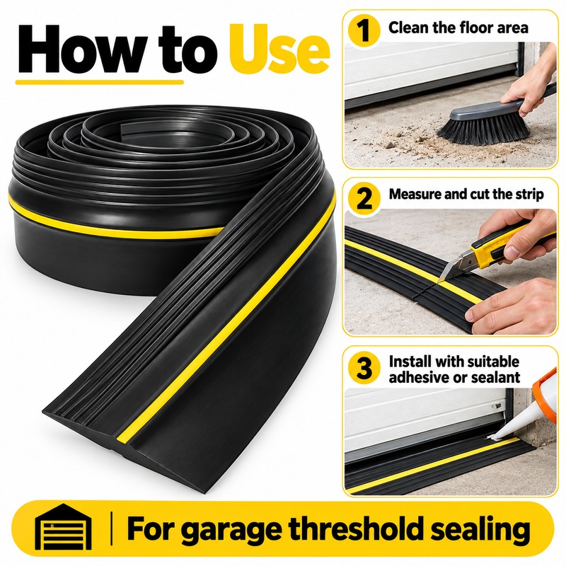 Universal Garage Door Threshold Seal Strip – Weatherproof Rubber Bottom