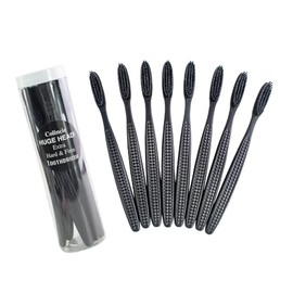 Cepillo de dientes extra duro y firme de cabeza enorme, cabezal grande largo con cerdas de carbón para blanqueamiento dental, cuidado bucal dental (negro, extra grande)