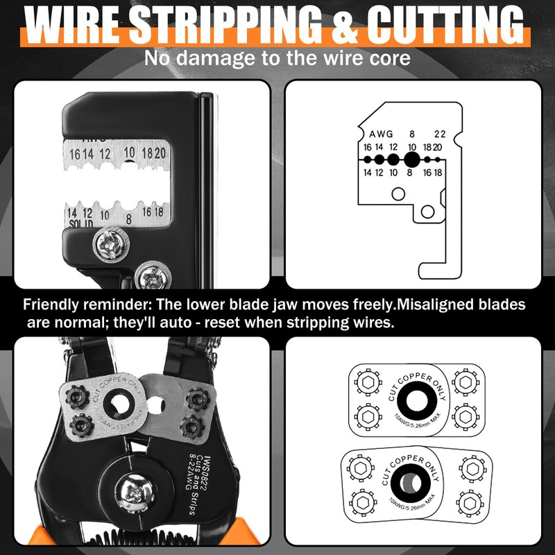 Lasnten Heavy Duty Wire Stripper Wire Cutter, Electrician Self Adjusting
