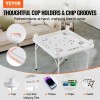 White 4-Player Folding Mahjong Table with 4 Cup Holders &