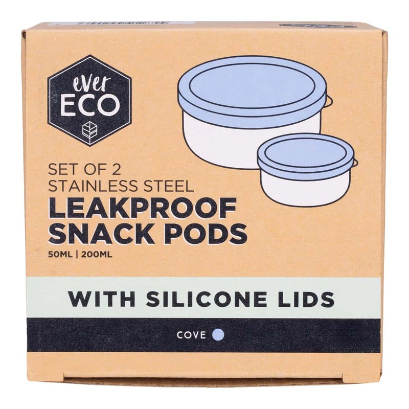 Ever Eco Stainless Steel Leakproof Snack Pods, Cove 2 Pack