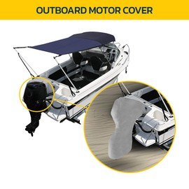 Seal Skin Covers Outboard Motor Cover with Zipper, Waterproof, UV-Proof, Trailerable Full Size Boat Engine Cover for Motor, Fade Resistant, Gray Color, Fits 40-50HP