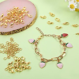 Chain Clasp, Pack of 100 Lobster Clasps with 400 Jump Rings, Gold Bracelet Clasps for Bracelets, Chain Clasps Gold, Chain Clasps for Jewellery Making Necklaces Anklet