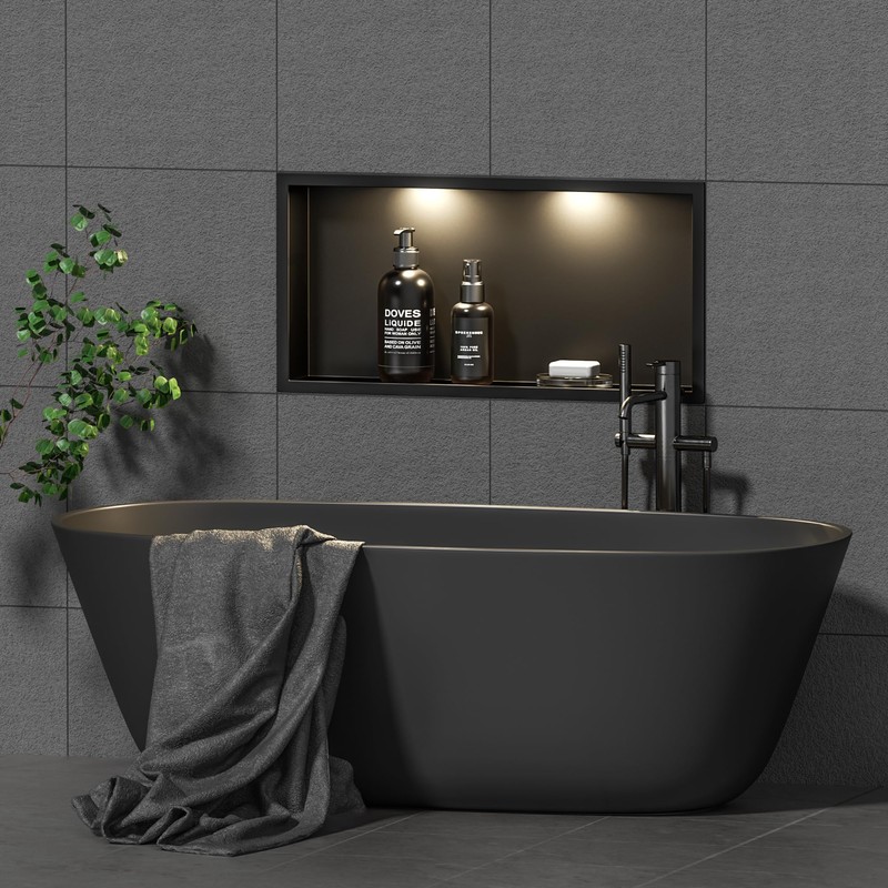 Qeke Stainless Steel Shower Niche 24" X 12", No Tile