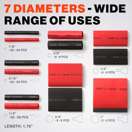 Dowire Heat Shrink Tubing Kit - 3:1 Ratio - Adhesive Lined - Wire Shrink Wrap Tubing - Waterproof Marine Grade Shrink Tube - 200 PCS - Black, Red