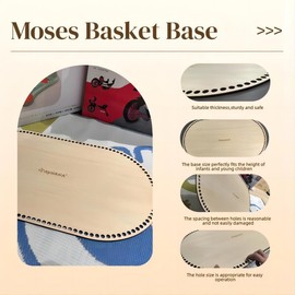 Large Moses Basket Wood Bottom 31.5 x 19.69 inches,Oval Natural Wood Base Shaper for DIY Crochet or Knitting Weaving Crafts Home Decoration (1PC)